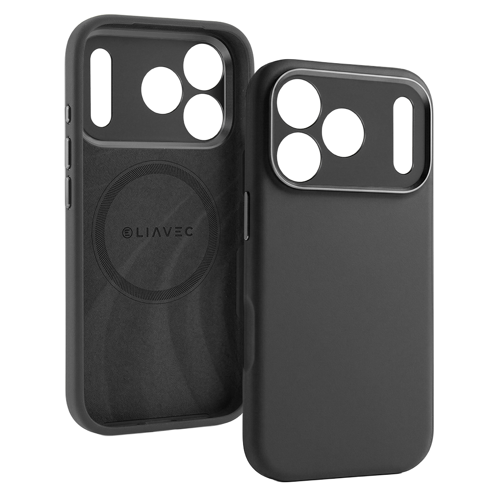 Liavec Silk Shield Case with Metal Camera Frame for Apple iPhone 17 Pro , barva černá