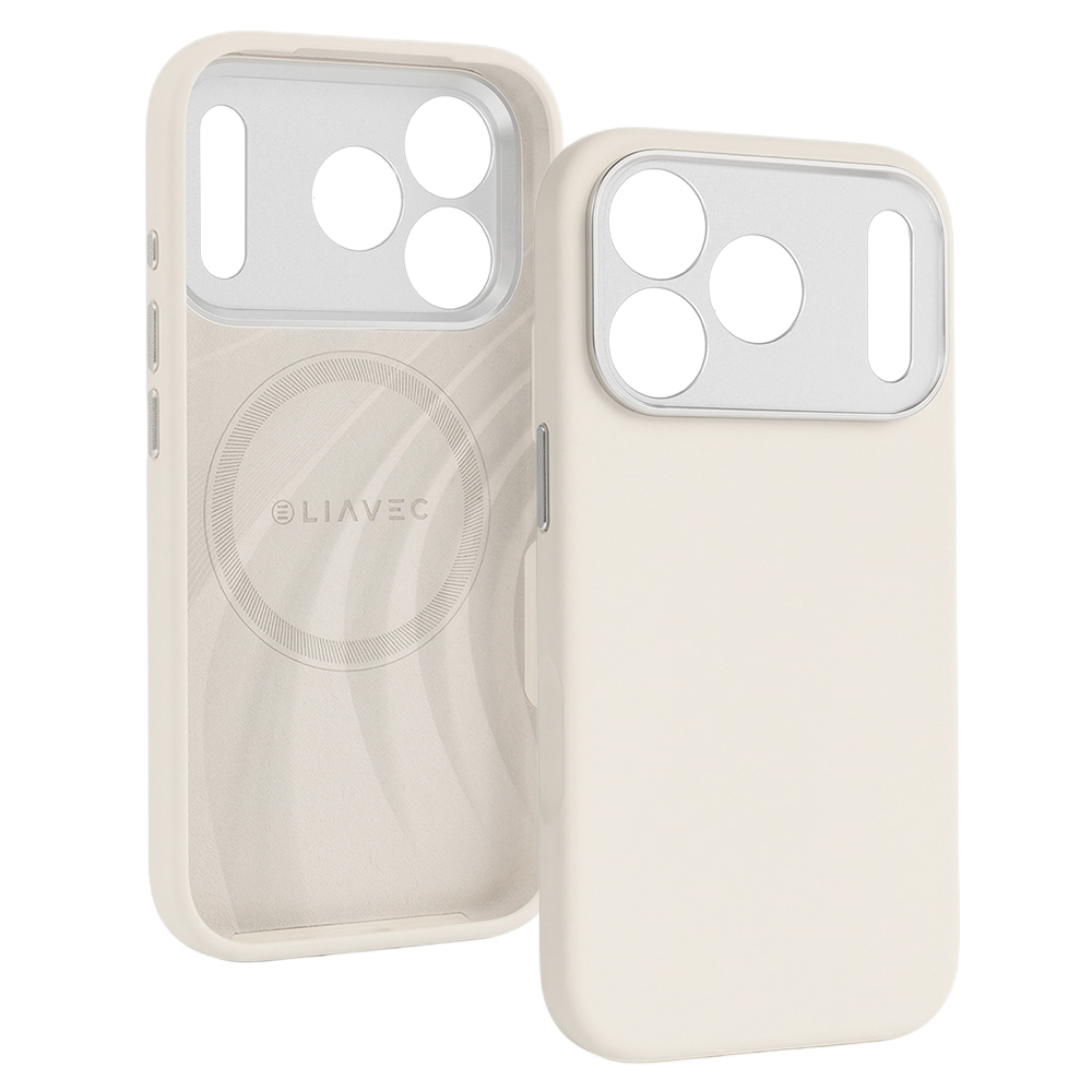 Liavec Silk Shield Case with Metal Camera Frame for Apple iPhone 17 Pro beige