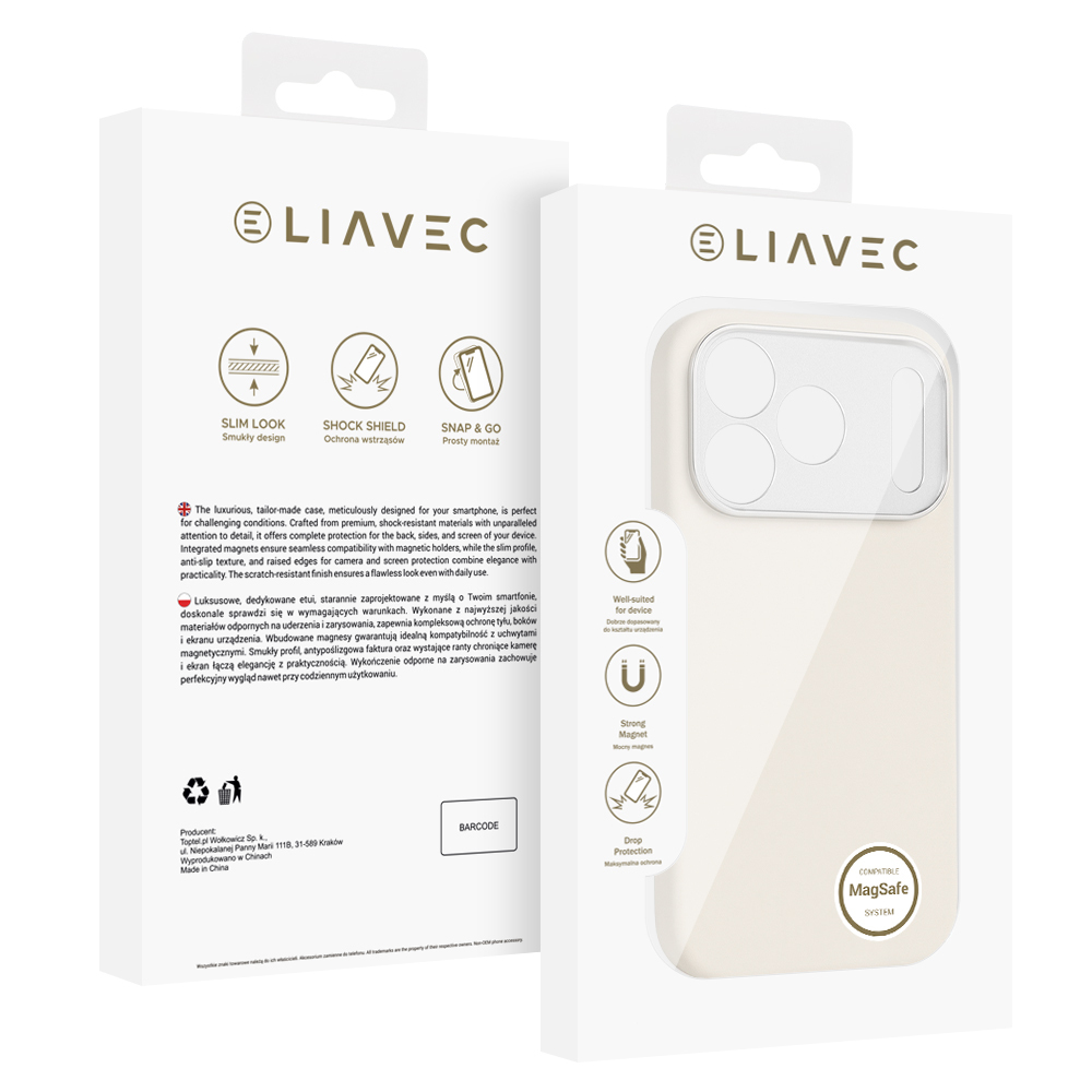Liavec Silk Shield Case with Metal Camera Frame for Apple iPhone 17 Pro beige