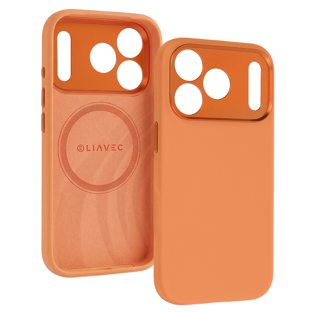 Liavec Silk Shield Case with Metal Camera Frame for Apple iPhone 17 Pro Max orange