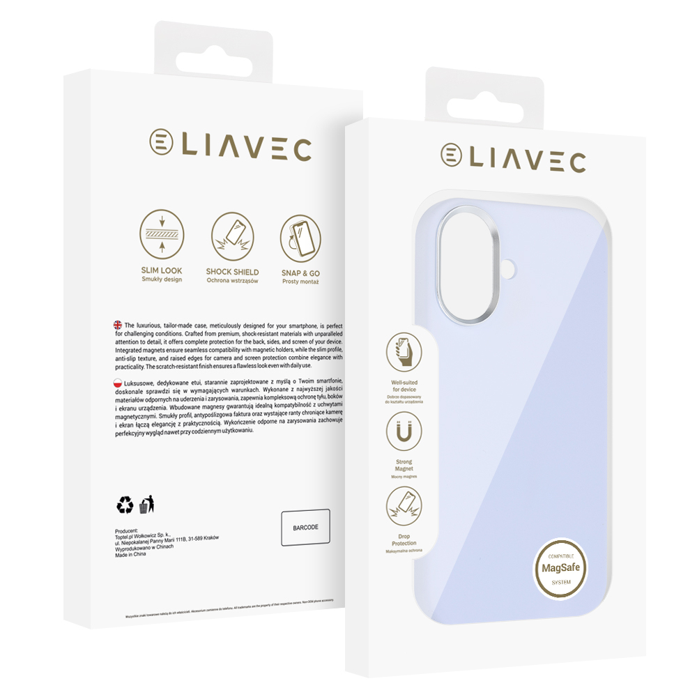 Liavec Silky Case with Metal Camera Frame for Apple iPhone 17 , barva modrá