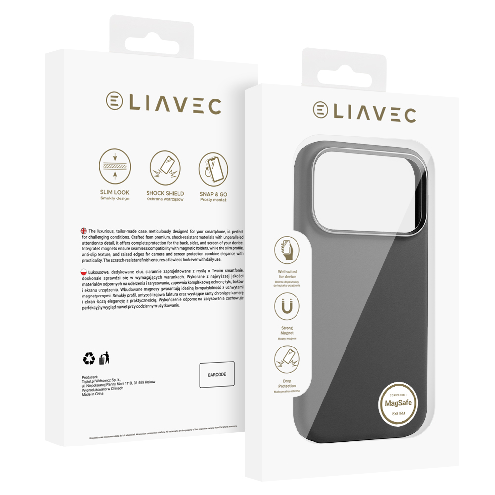 Liavec Silky Case with Metal Camera Frame for Apple iPhone 17 Pro , barva černá