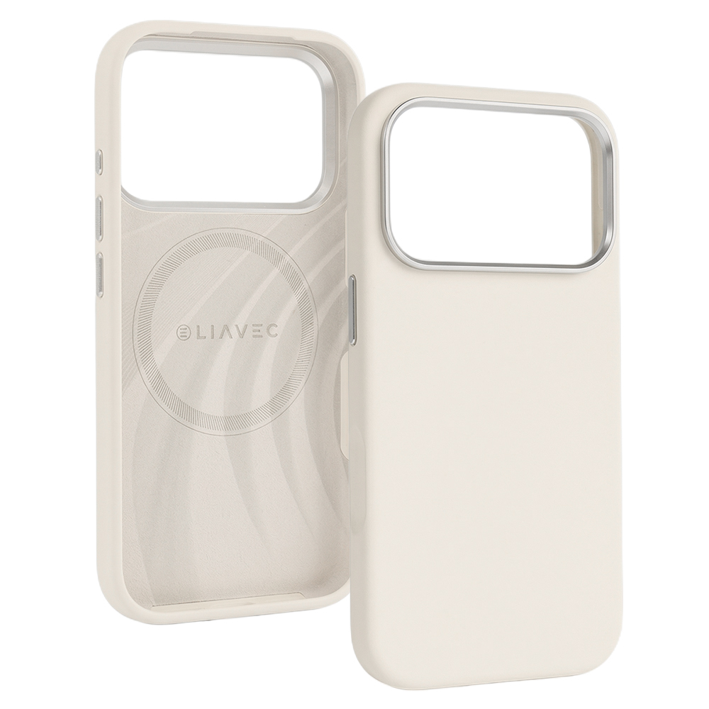 Liavec Silky Case with Metal Camera Frame for Apple iPhone 17 Pro Max beige