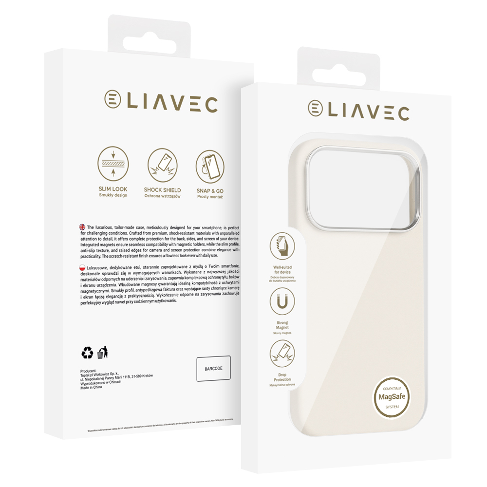Liavec Silky Case with Metal Camera Frame for Apple iPhone 17 Pro Max beige
