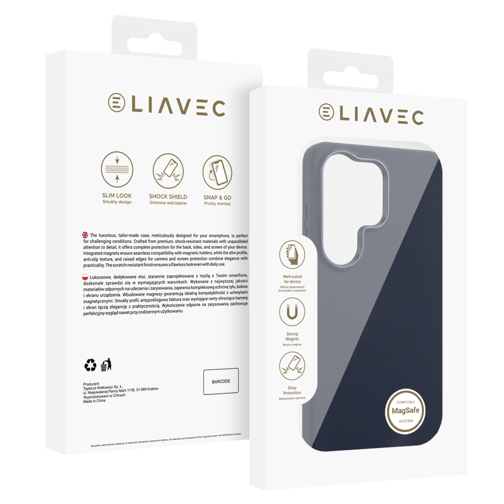 Liavec Silky Case with Metal Camera Frame for Samsung Galaxy S26 Ultra , barva modrá