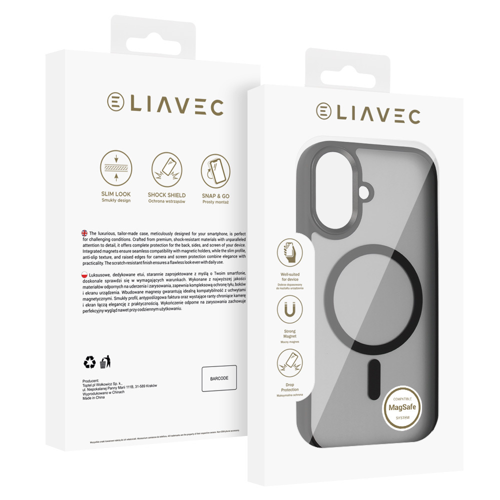 Liavec Cloudy Case with Metal Camera Frame for Apple iPhone 17 , barva černá (Camera Control Button)