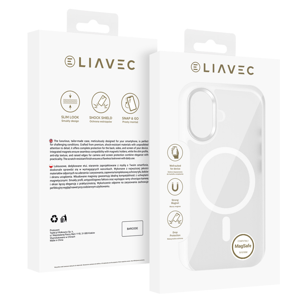Liavec Cloudy Case with Metal Camera Frame for Apple iPhone 17 , barva bílá (Camera Control Button)