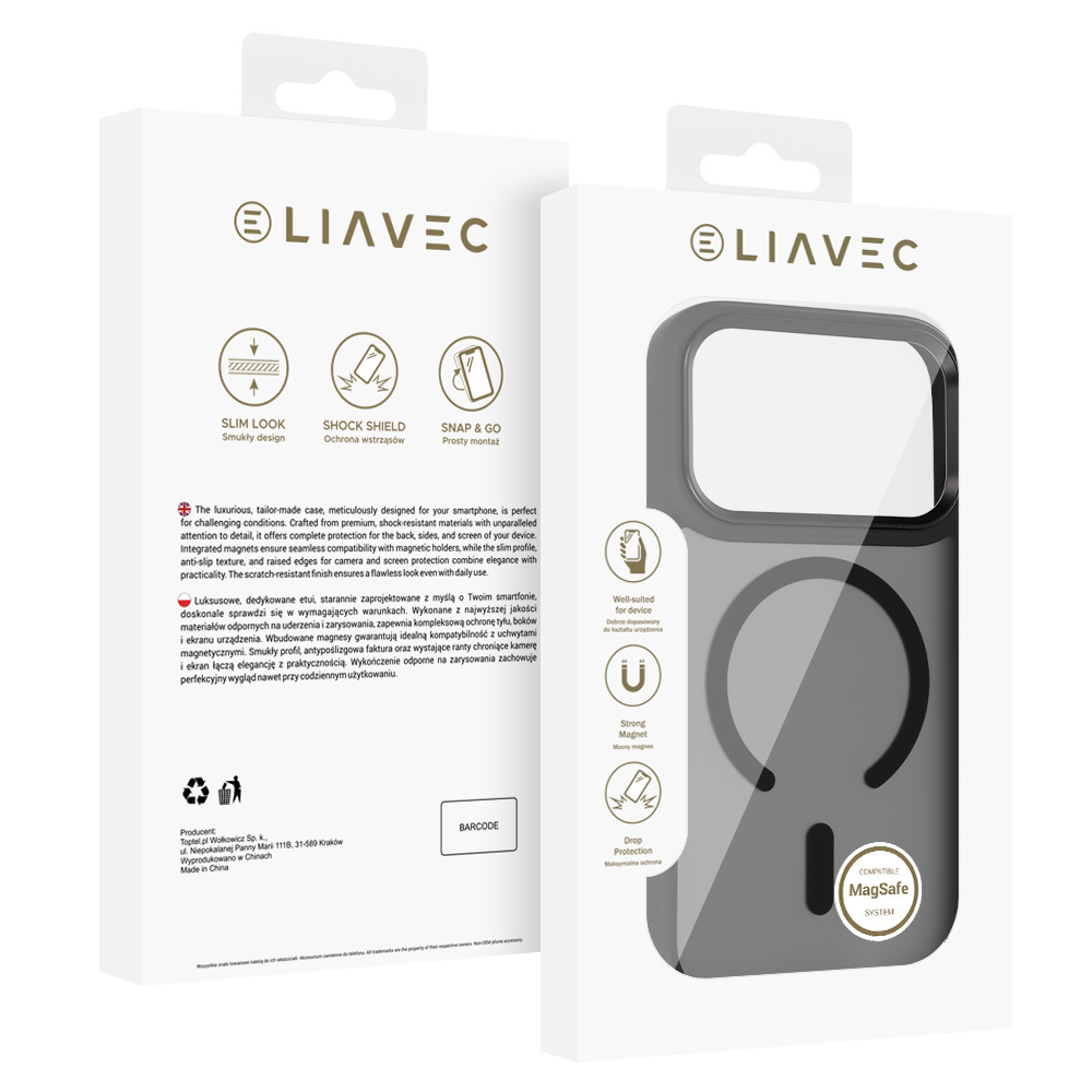 Liavec Cloudy Case with Metal Camera Frame for Apple iPhone 17 Pro , barva černá (Camera Control Button)