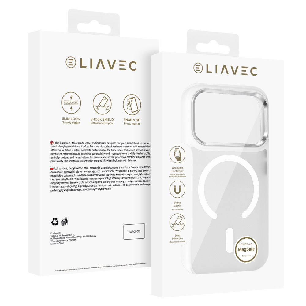 Liavec Cloudy Case with Metal Camera Frame for Apple iPhone 17 Pro , barva bílá (Camera Control Button)