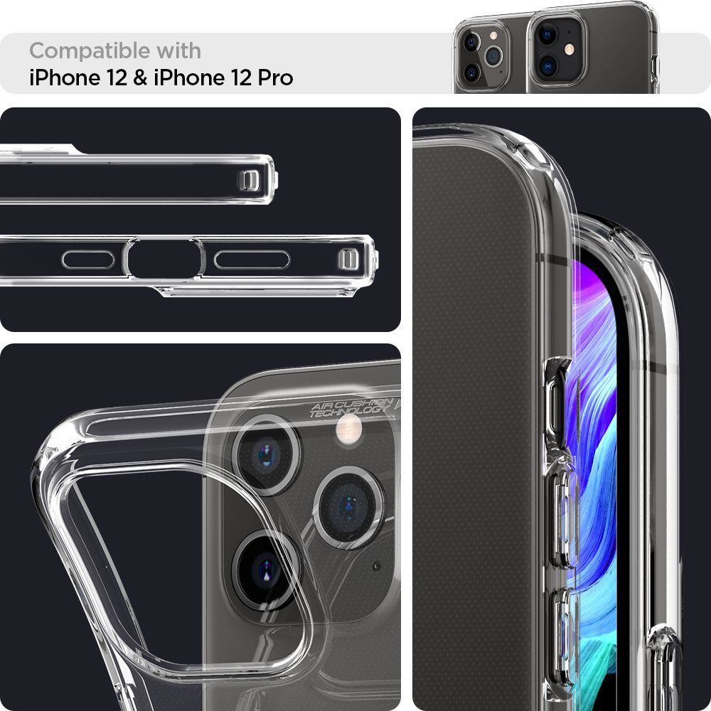 Spigen Liquid Crystal Case Compatible with iPhone 12 Pro and Compatible  with iPhone 12 - Crystal Clear
