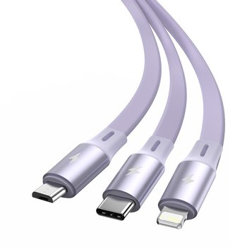 Baseus Kabel Bright Mirror 3 w 1 - USB na Micro USB, Lightning, Typ C - 3,5A 1,2 metra (CAMLT-MJ05) fioletowy