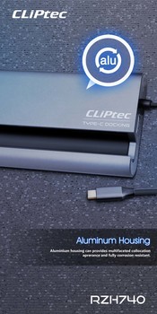 Cliptec Adapter HUB - Typ C na 3xUSB 3.1 + Typ C + HDMI + VGA + RJ45 - ViewNet-7 RZH740 szary
