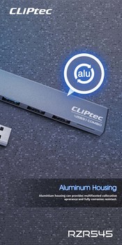 Cliptec Adapter HUB - USB na USB 3.1 + 2xUSB 2.0 + microSD - Slim Combo RZR545 szary