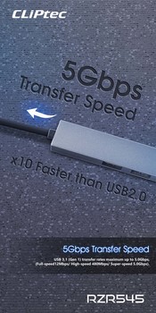 Cliptec Adapter HUB - USB na USB 3.1 + 2xUSB 2.0 + microSD - Slim Combo RZR545 szary