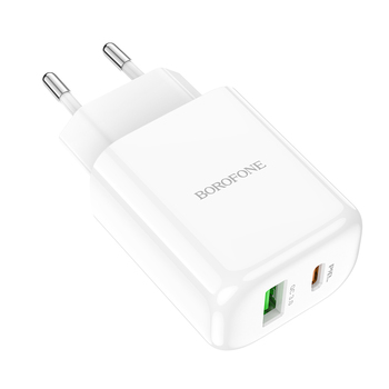 Borofone Ładowarka sieciowa BN4 Potential - USB + Typ C - QC 3.0 PD 2.0 20W biała