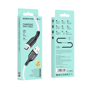 Borofone Cable BX63 Charming - USB to MicroUSB - 2,4A 1 metre black-white