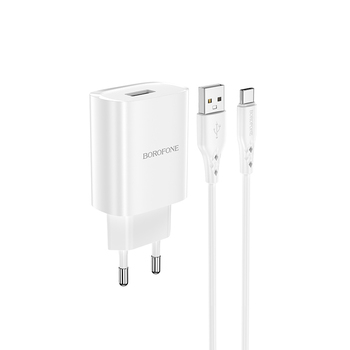 Borofone Ładowarka sieciowa BN1 Innovative - USB - 2,1A z kablem USB na Typ C biała