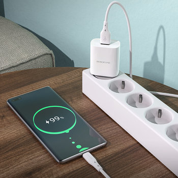 Borofone Ładowarka sieciowa BN1 Innovative - USB - 2,1A z kablem USB na Typ C biała