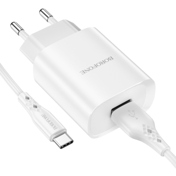 Borofone Ładowarka sieciowa BN1 Innovative - USB - 2,1A z kablem USB na Typ C biała