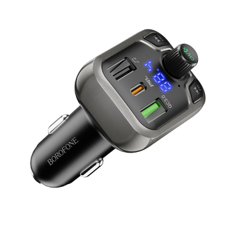 Borofone Transmiter FM BC38 Flash Energy MP3, Bluetooth - Typ C + 2xUSB + microSD - QC 3.0 PD 20W czarny