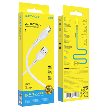 Borofone Kabel BX51 Triumph - USB na Typ C - 3A 1 metr biały