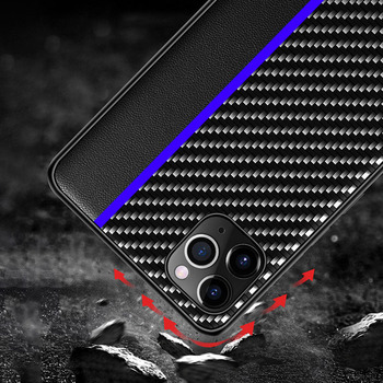Tel Protect CARBON Case do Iphone 13 Pro Czarny z niebieskim paskiem