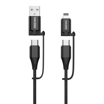 KAKU Kabel KSC-654 Tuojie 4 w 1 - USB + Typ C na Typ C + Lightning - 1,2 metra czarny