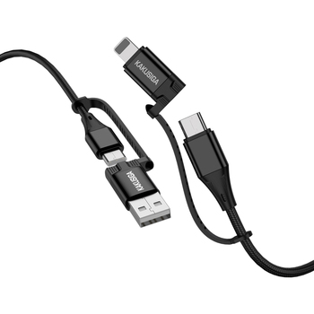 KAKU Kabel KSC-654 Tuojie 4 w 1 - USB + Typ C na Typ C + Lightning - 1,2 metra czarny