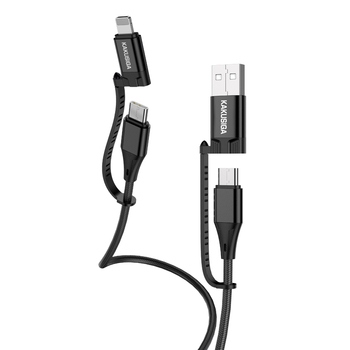 KAKU Kabel KSC-654 Tuojie 4 w 1 - USB + Typ C na Typ C + Lightning - 1,2 metra czarny
