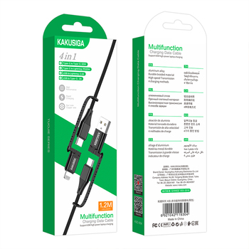 KAKU Kabel KSC-654 Tuojie 4 w 1 - USB + Typ C na Typ C + Lightning - 1,2 metra czarny