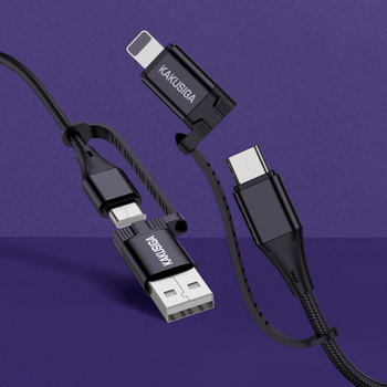 KAKU Kabel KSC-654 Tuojie 4 w 1 - USB + Typ C na Typ C + Lightning - 1,2 metra czarny
