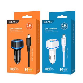 KAKU Ładowarka samochodowa KSC-528 Shengyu - 2xUSB - 2,8A z kablem USB na Micro USB czarna