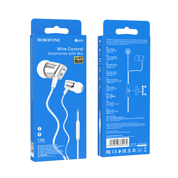 Borofone Earphones BM66 New Sound with microphone silver
