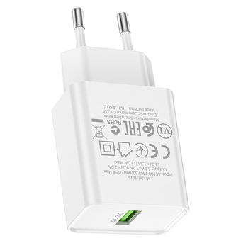 Borofone Wall charger BN5 Jingrui - USB - QC 3.0 18W white