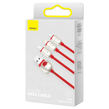 Baseus Cable Year of the Tiger 3 in 1 - USB to Type C, Lightning, Micro USB - 3,5A 1,2 metres (CASX010009) red