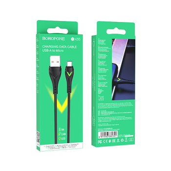 Borofone Cable BX65 Bright - USB to Micro USB - 2A 1 metre black