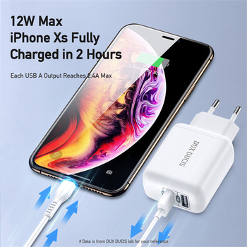 Ładowarka sieciowa Dux Ducis C10 - 2xUSB - 12W 2,4A biała