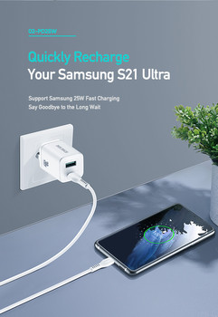 Ładowarka sieciowa Dux Ducis C80 Super Si - USB + Typ C - PD 30W QC 3.0 18W 3A biała