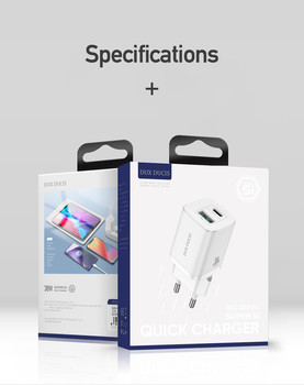 Ładowarka sieciowa Dux Ducis C80 Super Si - USB + Typ C - PD 30W QC 3.0 18W 3A biała