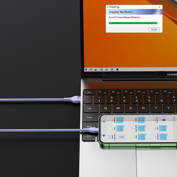 Baseus Kabel Flash Series II 3 w 1 - USB na Typ C, Lightning, Micro USB - 100W 6A 1,2 metra (CASS030005) fioletowy