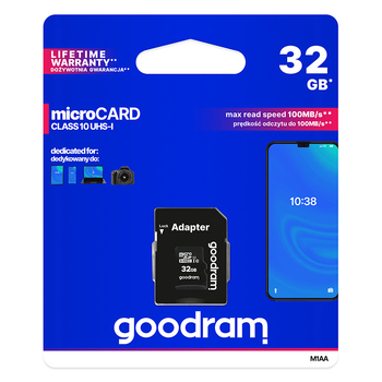 Karta pamięci micro sd GOODRAM -  32GB z adapterem UHS I CLASS 10 100MB/s