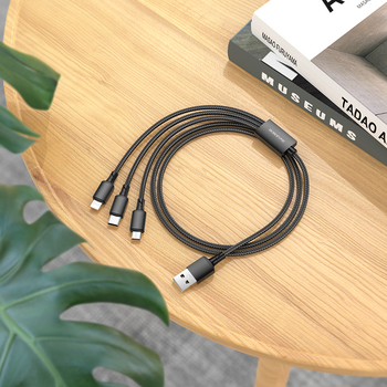 Borofone Kabel BX72 3 w 1 - USB na Typ C, Micro USB, Lightning - 2A 1 metr czarny