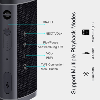 Awei Głośnik Bezprzewodowy Bluetooth Y331 TWS wodoodporny IPX6 Czarny