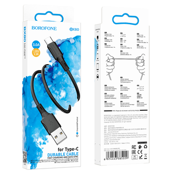 Borofone Cable BX80 Succeed - USB to Type C - 3A 1 metre black