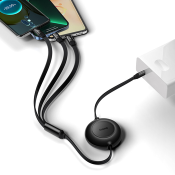 Baseus Kabel Bright Mirror 2 3 w 1 - Typ C na Micro USB, Lightning, Typ C - 100W 1,1 metra (CAMJ010201) czarny