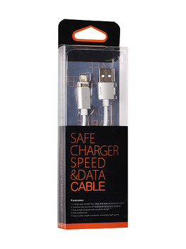 Kabel Magnetyczny TYP 1 - USB na Lightning - rozpinane złącze Iphone 5/SE/6/6S/7/8/X 1 Metr SREBRNY (blister)