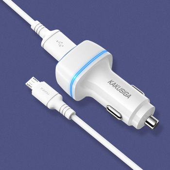 KAKU Ładowarka samochodowa KSC-528 Shengyu - 2xUSB - 2,8A z kablem USB na Micro USB biała