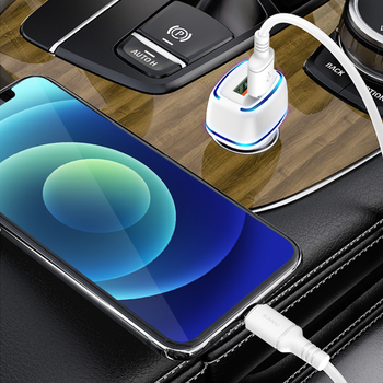 KAKU Ładowarka samochodowa KSC-528 Shengyu - 2xUSB - 2,8A z kablem USB na Micro USB biała