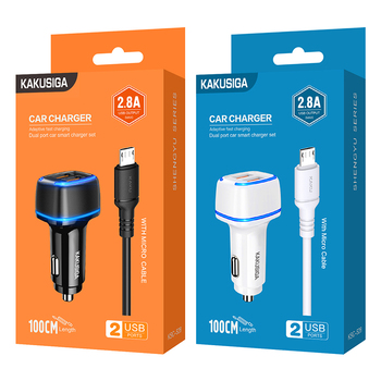 KAKU Ładowarka samochodowa KSC-528 Shengyu - 2xUSB - 2,8A z kablem USB na Micro USB biała