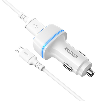 KAKU Ładowarka samochodowa KSC-528 Shengyu - 2xUSB - 2,8A z kablem USB na Micro USB biała